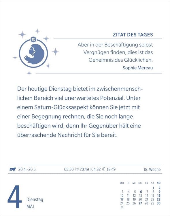 Produktbild: Jungfrau Sternzeichenkalender 2027 - Tagesabrei&szlig;kalender - Ihr Horoskop f&uuml;r jeden Tag