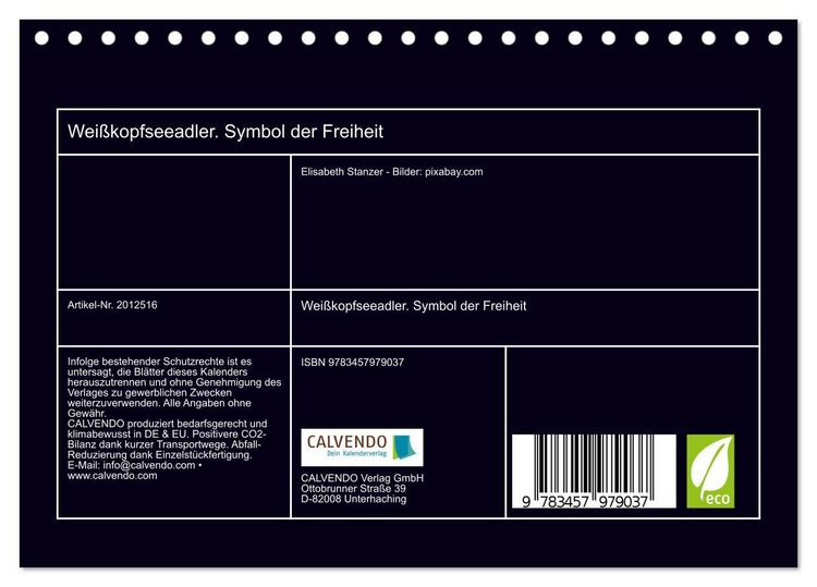 Produktbild: Wei&szlig;kopfseeadler. Symbol der Freiheit (Tischkalender 2026 DIN A5 quer), CALVENDO Monatskalender