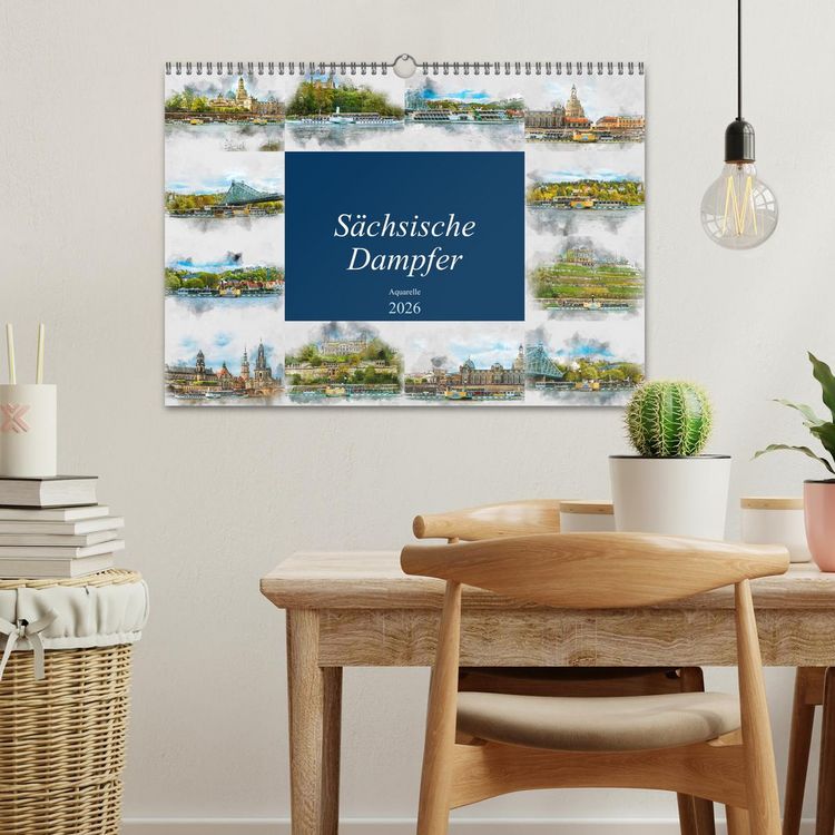 Produktbild: S&auml;chsische Dampfer Aquarelle (Wandkalender 2026 DIN A3 quer), CALVENDO Monatskalender