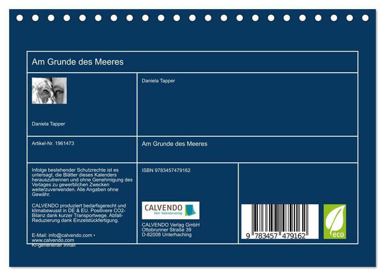 Produktbild: Am Grunde des Meeres (Tischkalender 2026 DIN A5 quer), CALVENDO Monatskalender