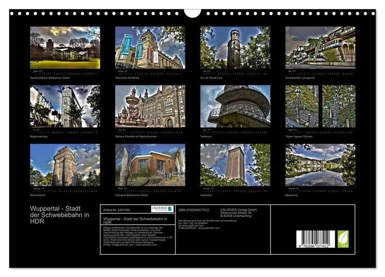 Produktbild: Wuppertal - Stadt der Schwebebahn in HDR (Wandkalender 2027 DIN A3 quer), CALVENDO Monatskalender