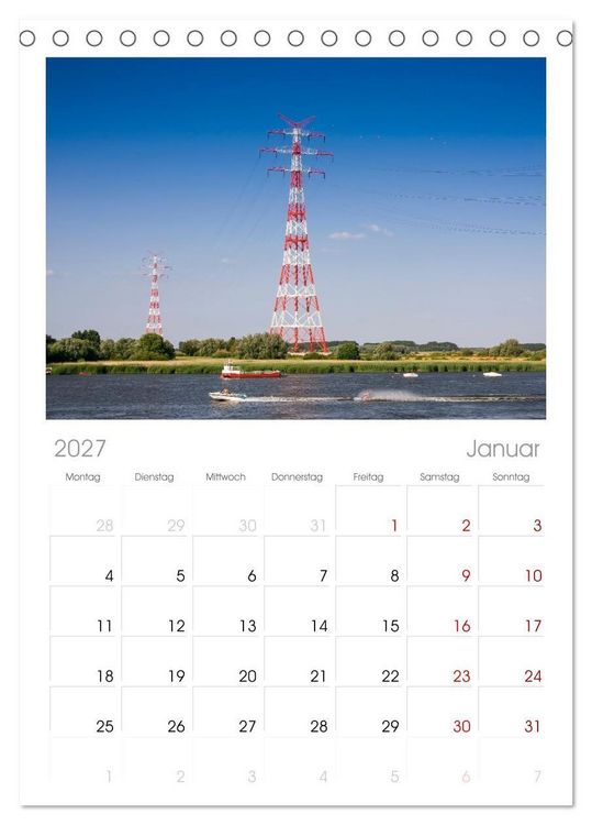 Produktbild: Tischplaner 2027 - Das Alte Land und die Elbe. Auf dem Weg zur Flussm&uuml;ndung (A5 Tischkalender zum Aufstellen) CALVENDO