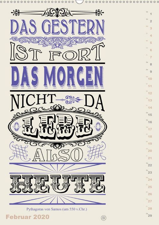 Produktbild: Die sch&ouml;nsten Lebensweisheiten Typo - Kalender (Premium, hochwertiger DIN A2 Wandkalender 2020, Kunstdruck in Hochglanz)