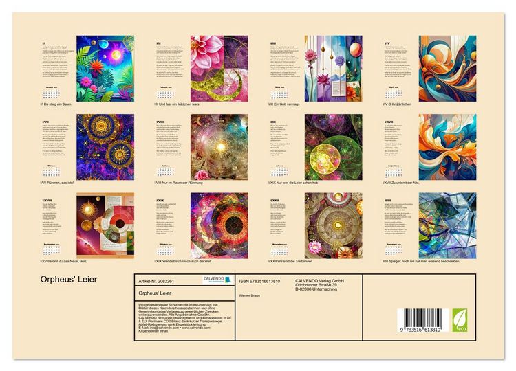 Produktbild: Orpheus' Leier (Wandkalender 2026 DIN A3 quer), CALVENDO Monatskalender
