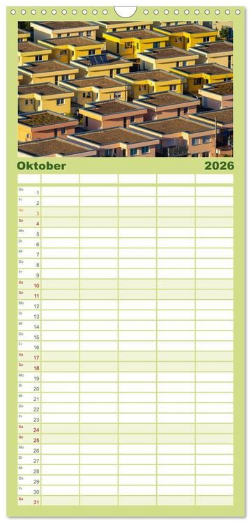 Produktbild: Familienplaner 2026 - Halle an der Saale von oben mit 5 Spalten (Wandkalender, 21 x 45 cm) CALVENDO