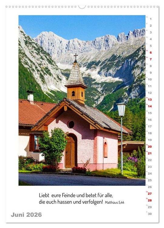 Produktbild: Kapellen mit Bibelzitaten (hochwertiger Premium Wandkalender 2026 DIN A2 hoch), Kunstdruck in Hochglanz