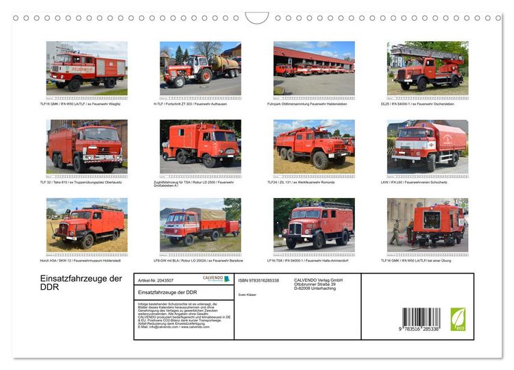 Produktbild: Einsatzfahrzeuge der DDR (Wandkalender 2026 DIN A3 quer), CALVENDO Monatskalender