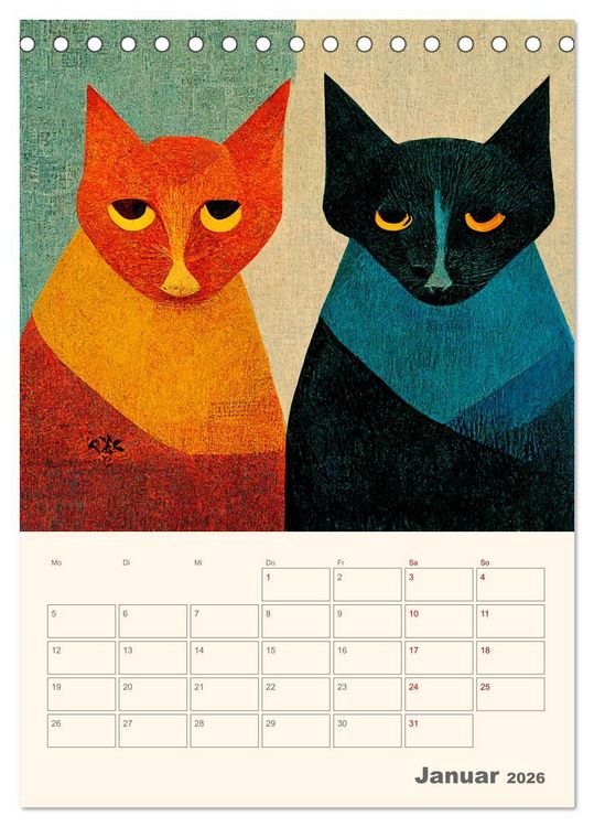 Produktbild: Die 7 Leben einer Katze (Tischkalender 2026 DIN A5 hoch), CALVENDO Monatskalender