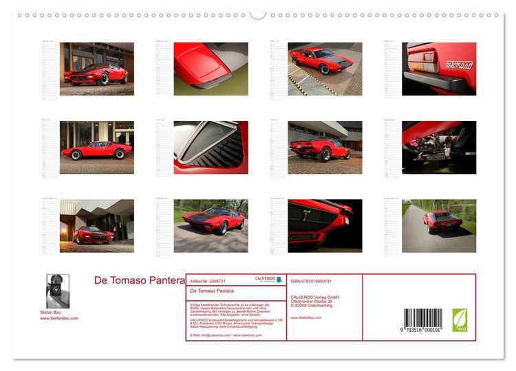 Produktbild: De Tomaso Pantera (hochwertiger Premium Wandkalender 2026 DIN A2 quer), Kunstdruck in Hochglanz