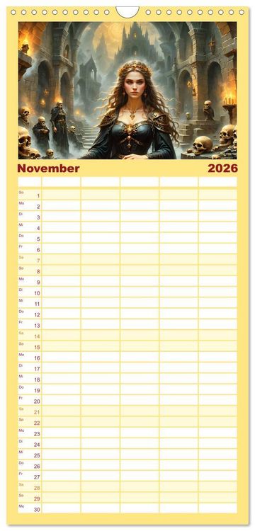 Produktbild: Familienplaner 2026 - Unsterbliche Mythen des Nordens mit 5 Spalten (Wandkalender, 21 x 45 cm) CALVENDO