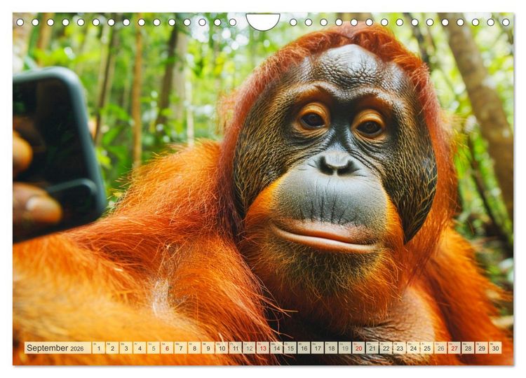 Produktbild: Affige Selfies. Tierisch witziges aus dem Dschungel (Wandkalender 2026 DIN A4 quer), CALVENDO Monatskalender