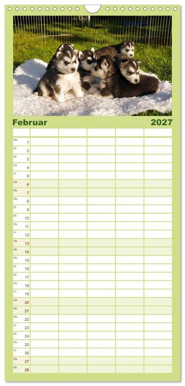 Produktbild: Familienplaner 2027 - Huskys - Traumhunde mit 5 Spalten (Wandkalender, 21 x 45 cm) CALVENDO