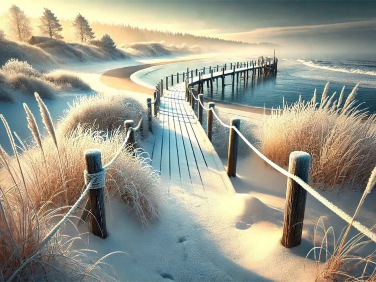Produktbild: CALVENDO Puzzle Winterliche Ruhe | 1000 Teile Lege-Gr&ouml;&szlig;e 64x48cm Foto-Puzzle f&uuml;r gl&uuml;ckliche Stunden
