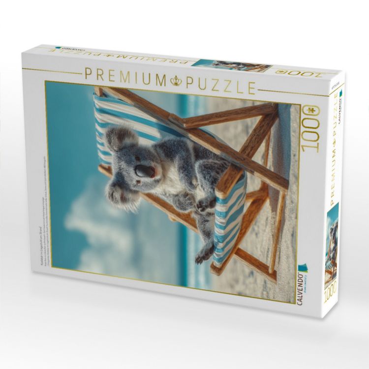 Produktbild: CALVENDO Puzzle Koalab&auml;r im Liegestuhl am Strand | 1000 Teile Lege-Gr&ouml;&szlig;e 64x48cm Foto-Puzzle f&uuml;r gl&uuml;ckliche Stunden