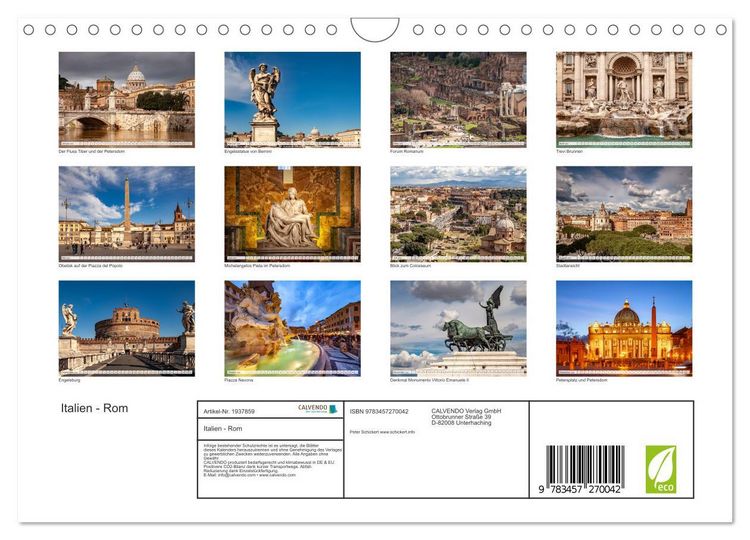 Produktbild: Italien - Rom (Wandkalender 2026 DIN A4 quer), CALVENDO Monatskalender