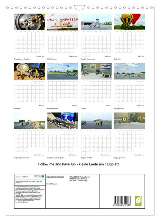 Produktbild: Follow me and have fun - kleine Leute am Flugplatz (Wandkalender 2026 DIN A3 hoch), CALVENDO Monatskalender