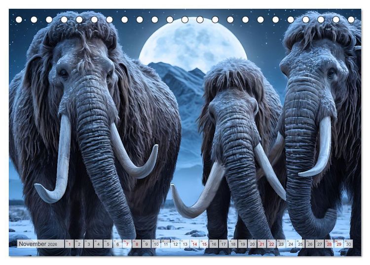 Produktbild: Im urzeitlichen Reich des Mammuts (Tischkalender 2026 DIN A5 quer), CALVENDO Monatskalender