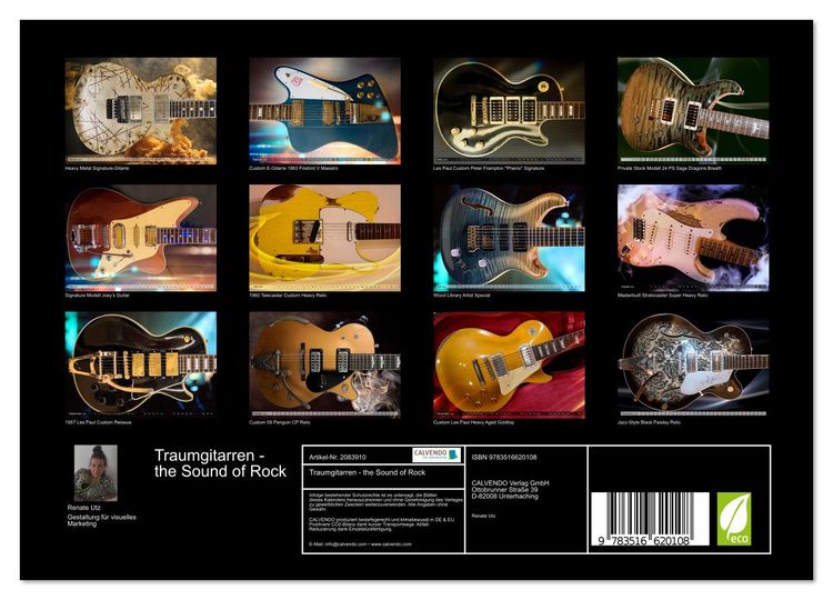 Produktbild: Traumgitarren - the Sound of Rock (Wandkalender 2026 DIN A4 quer), CALVENDO Monatskalender