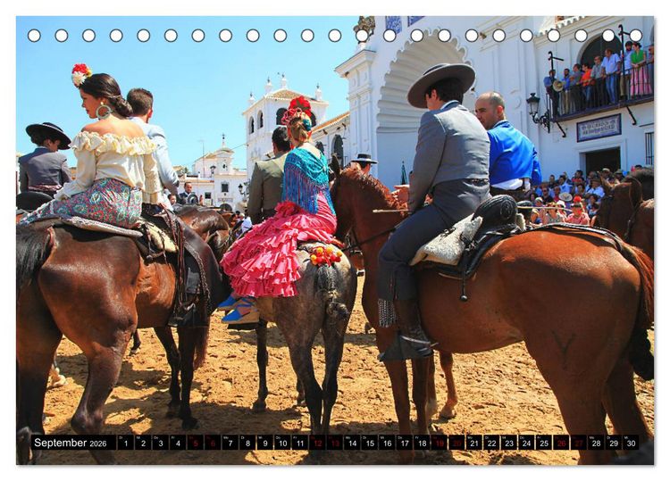 Produktbild: El Rocio - Andalusiens faszinierende Wallfahrt (Tischkalender 2026 DIN A5 quer), CALVENDO Monatskalender