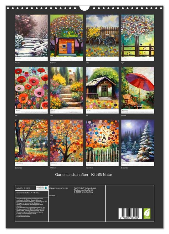 Produktbild: Gartenlandschaften - Ki trifft Natur (Wandkalender 2026 DIN A3 hoch), CALVENDO Monatskalender