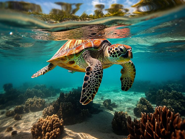 Produktbild: CALVENDO Puzzle Meeresschildkr&ouml;te unter Wasser | 1000 Teile Lege-Gr&ouml;&szlig;e 64x48cm Foto-Puzzle f&uuml;r gl&uuml;ckliche Stunden