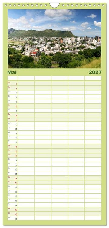 Produktbild: Familienplaner 2027 - Mauritius mit 5 Spalten (Wandkalender, 21 x 45 cm) CALVENDO