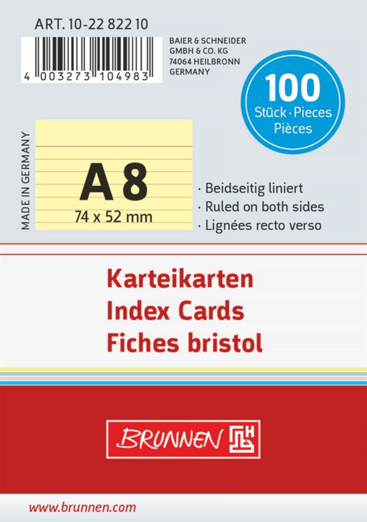 Produktbild: Brunnen Karteikarte A8 lin ge 100St