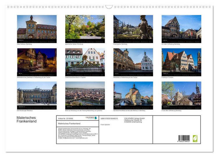 Produktbild: Malerisches Frankenland (Wandkalender 2026 DIN A2 quer), CALVENDO Monatskalender
