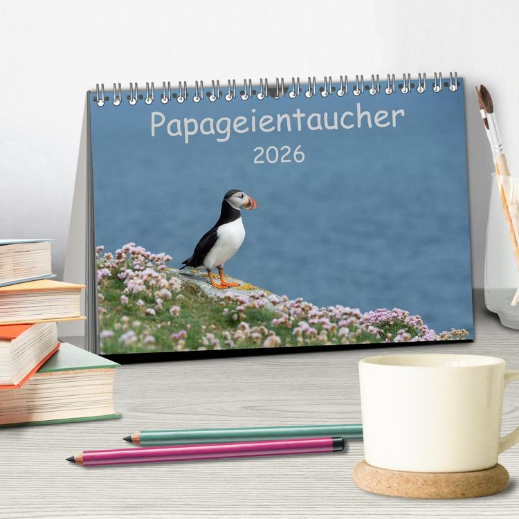 Produktbild: Papageientaucher 2026 (Tischkalender 2026 DIN A5 quer), CALVENDO Monatskalender
