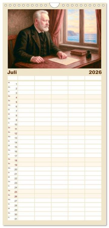 Produktbild: Familienplaner 2026 - Victor Hugo mit 5 Spalten (Wandkalender, 21 x 45 cm) CALVENDO