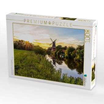 Produktbild: CALVENDO Puzzle Greetsieler Gr&uuml;ne M&uuml;hle im Sonnenuntergang | 1000 Teile Lege-Gr&ouml;&szlig;e 64x48cm Foto-Puzzle f&uuml;r gl&uuml;ckliche Stunden