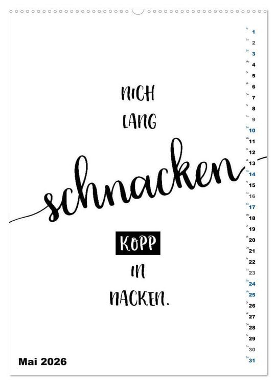Produktbild: PLATT Typische Spr&uuml;che (Wandkalender 2026 DIN A2 hoch), CALVENDO Monatskalender
