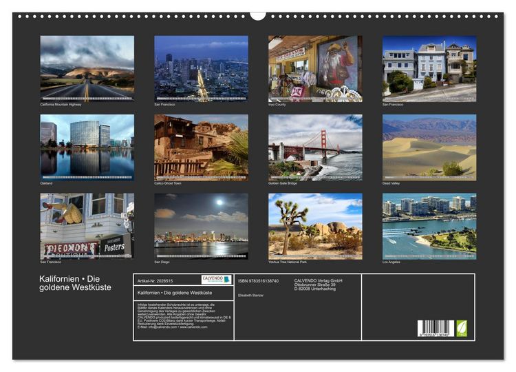 Produktbild: Kalifornien &bull; Die goldene Westk&uuml;ste (Wandkalender 2026 DIN A2 quer), CALVENDO Monatskalender