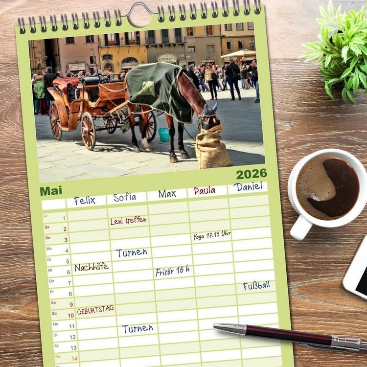 Produktbild: Familienplaner 2026 - Florenz - Sch&ouml;nheit in der Toskana mit 5 Spalten (Wandkalender, 21 x 45 cm) CALVENDO