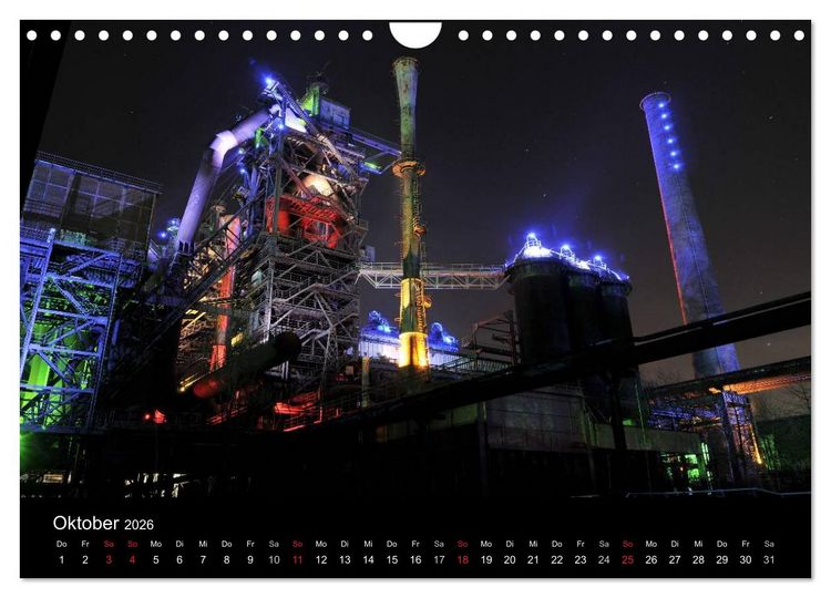 Produktbild: Impressionen Ruhrgebiet bei Nacht (Wandkalender 2026 DIN A4 quer), CALVENDO Monatskalender