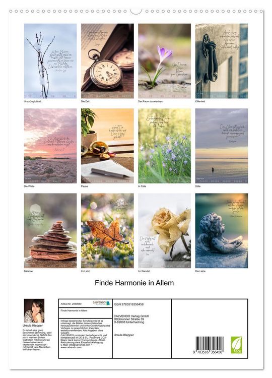 Produktbild: Finde Harmonie in Allem (hochwertiger Premium Wandkalender 2026 DIN A2 hoch), Kunstdruck in Hochglanz