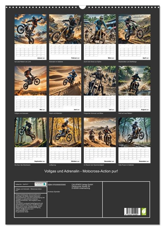 Produktbild: Vollgas und Adrenalin - Motocross-Action pur! (Wandkalender 2027 DIN A2 hoch), CALVENDO Monatskalender