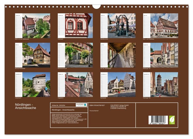 Produktbild: N&ouml;rdlingen - Ansichtssache (Wandkalender 2026 DIN A3 quer), CALVENDO Monatskalender