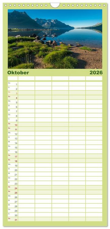 Produktbild: Familienplaner 2026 - Norwegen mit 5 Spalten (Wandkalender, 21 x 45 cm) CALVENDO