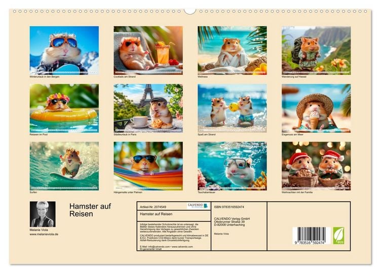 Produktbild: Hamster auf Reisen (hochwertiger Premium Wandkalender 2026 DIN A2 quer), Kunstdruck in Hochglanz