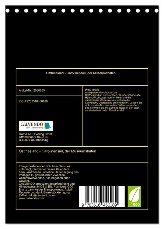 Produktbild: Ostfriesland - Carolinensiel, der Museumshafen (Tischkalender 2026 DIN A5 hoch), CALVENDO Monatskalender