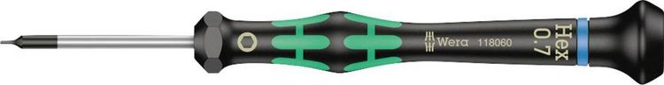 Produktbild: Wera 2054 Elektronik- u. Feinmechanik Innen-Sechskantschraubendreher Schl&uuml;sselweite (metrisch): 0.7 mm Klingenl&auml;nge: 40 mm