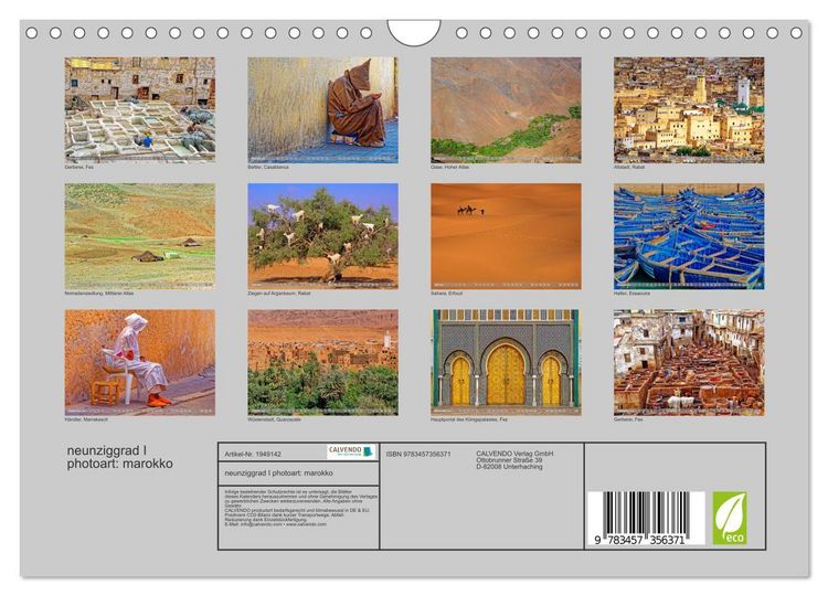 Produktbild: neunziggrad I photoart: marokko (Wandkalender 2026 DIN A4 quer), CALVENDO Monatskalender
