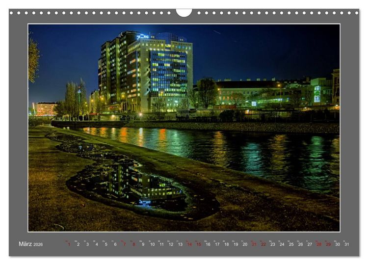 Produktbild: Gro&szlig;stadtabend - Die blaue Stunde in Wien (Wandkalender 2026 DIN A3 quer), CALVENDO Monatskalender