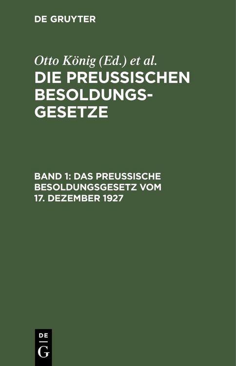 Produktbild: Das Preu&szlig;ische Besoldungsgesetz vom 17. Dezember 1927