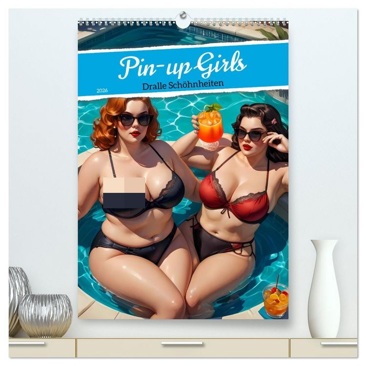 Produktbild: Pin-up Girls - Dralle Schönheiten (hochwertiger Premium Wandkalender 2026 DIN A2 hoch), Kunstdruck in Hochglanz