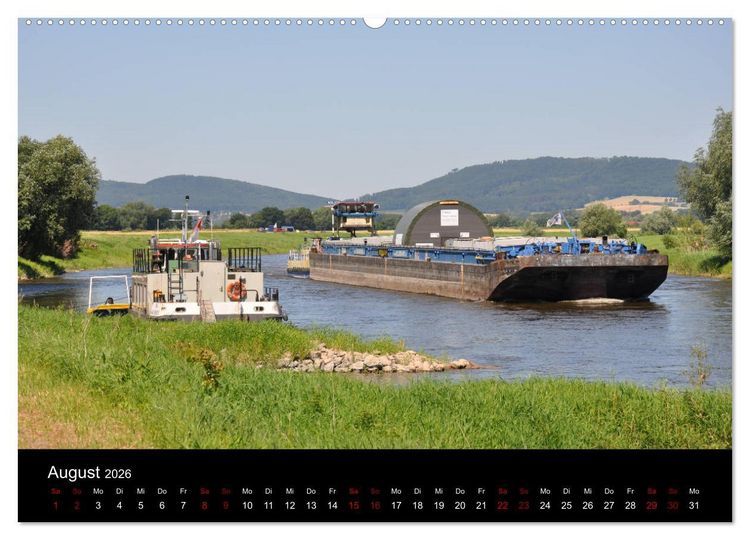 Produktbild: Schiffe auf der Oberweser (hochwertiger Premium Wandkalender 2026 DIN A2 quer), Kunstdruck in Hochglanz