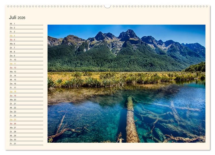 Produktbild: Neuseeland - atemberaubend sch&ouml;n (Wandkalender 2026 DIN A2 quer), CALVENDO Monatskalender