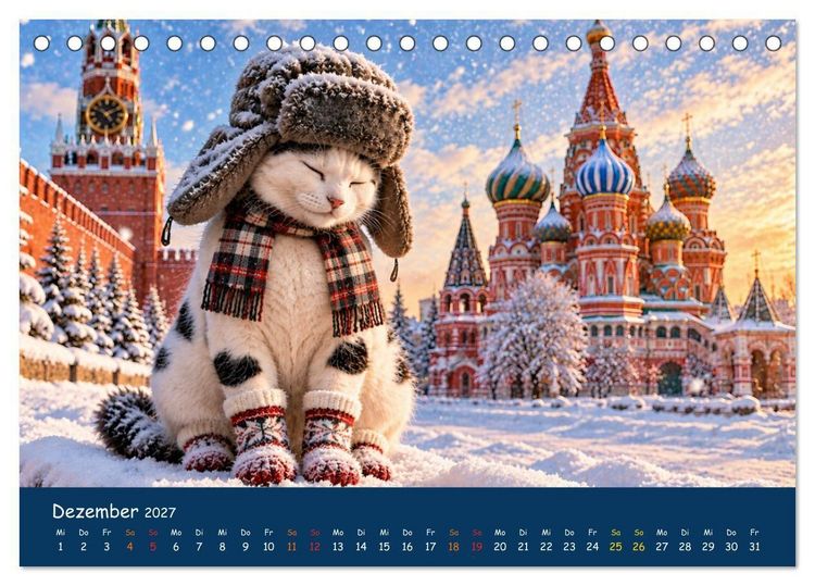Produktbild: Eine Katze reist um die Welt (Tischkalender 2027 DIN A5 quer), CALVENDO Monatskalender