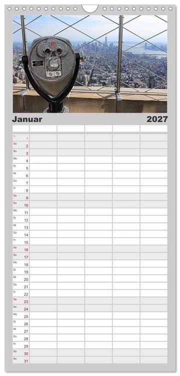 Produktbild: Familienplaner 2027 - New York City mit 5 Spalten (Wandkalender, 21 x 45 cm) CALVENDO